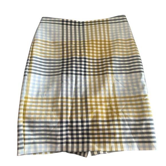 Ann Taylor Blue and Yellow Mini Pencil Skirt - Picture 1 of 4
